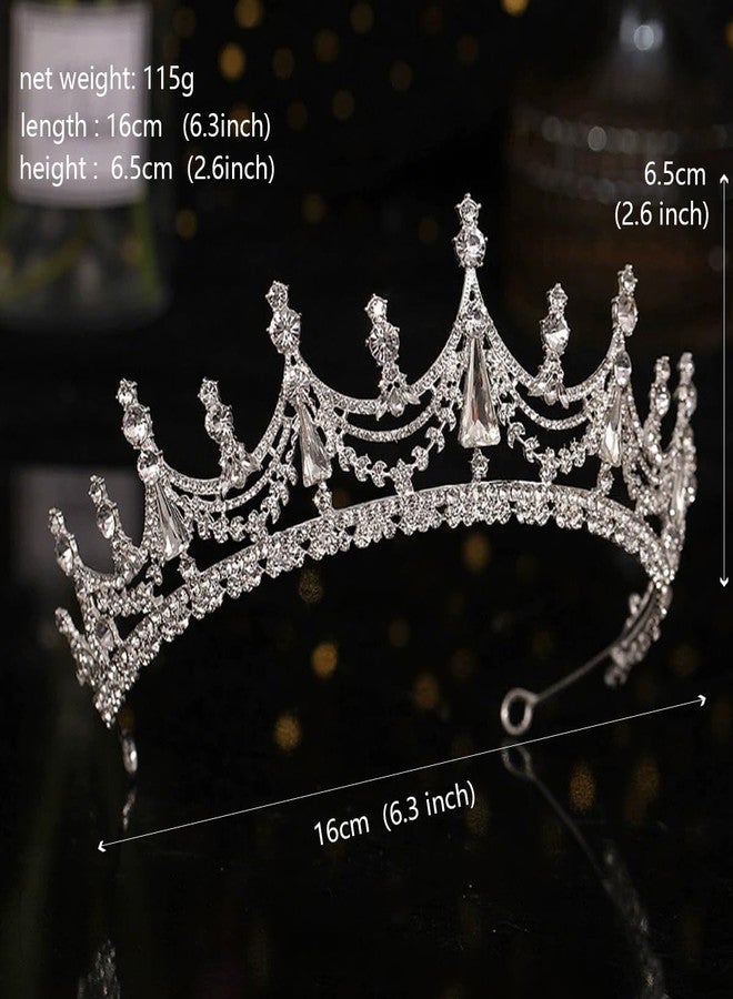 FORSEVEN Silver Crystal Princess Queen Tiara - Bride Rhinestone Crowns Headband for Women Wedding Birthday Halloween Prom Pageant Party Coming of Age Ceremony,Photo Props （HG608-Silver White） - Image 5
